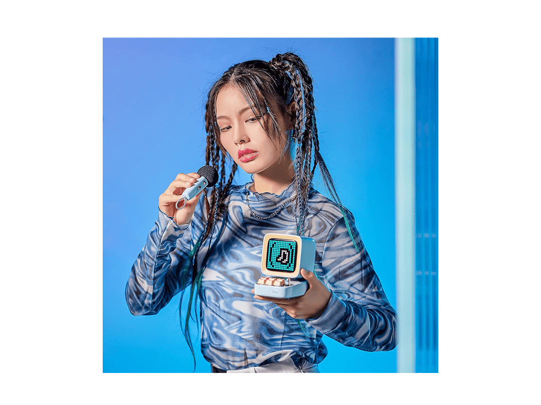 Divoom Ditoo-Mic Bluetooth Speaker with Karaoke Microphone - Blue in Qatar Divoom Ditoo-Mic Bluetooth Speaker with Karaoke Microphone - Blue in Qatar